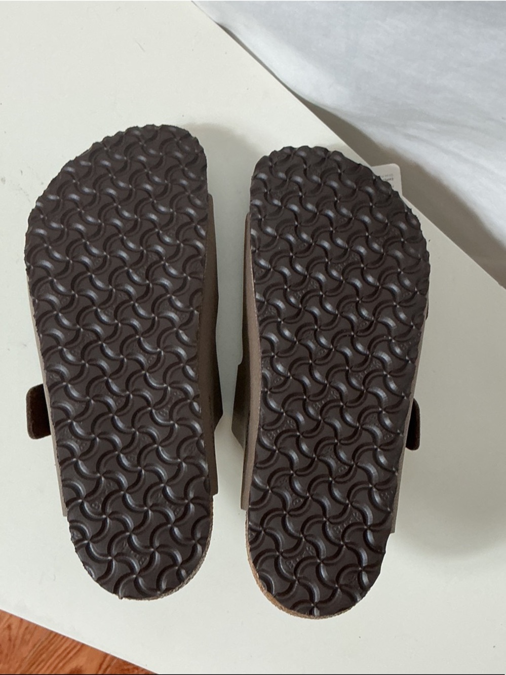 Birkenstock Arizona Two-Strap Sandals in Taupe Brown with Copper Buckles - Picture 6 of 9